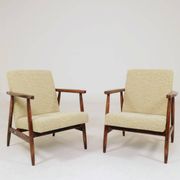 Pair de fauteuils vintage vert nébuleuse années 1970