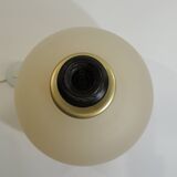 Vintage frosted glass lamp, round globe, elegant design, soft light.