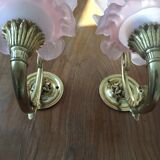 Art Deco wall lamps pink tulip