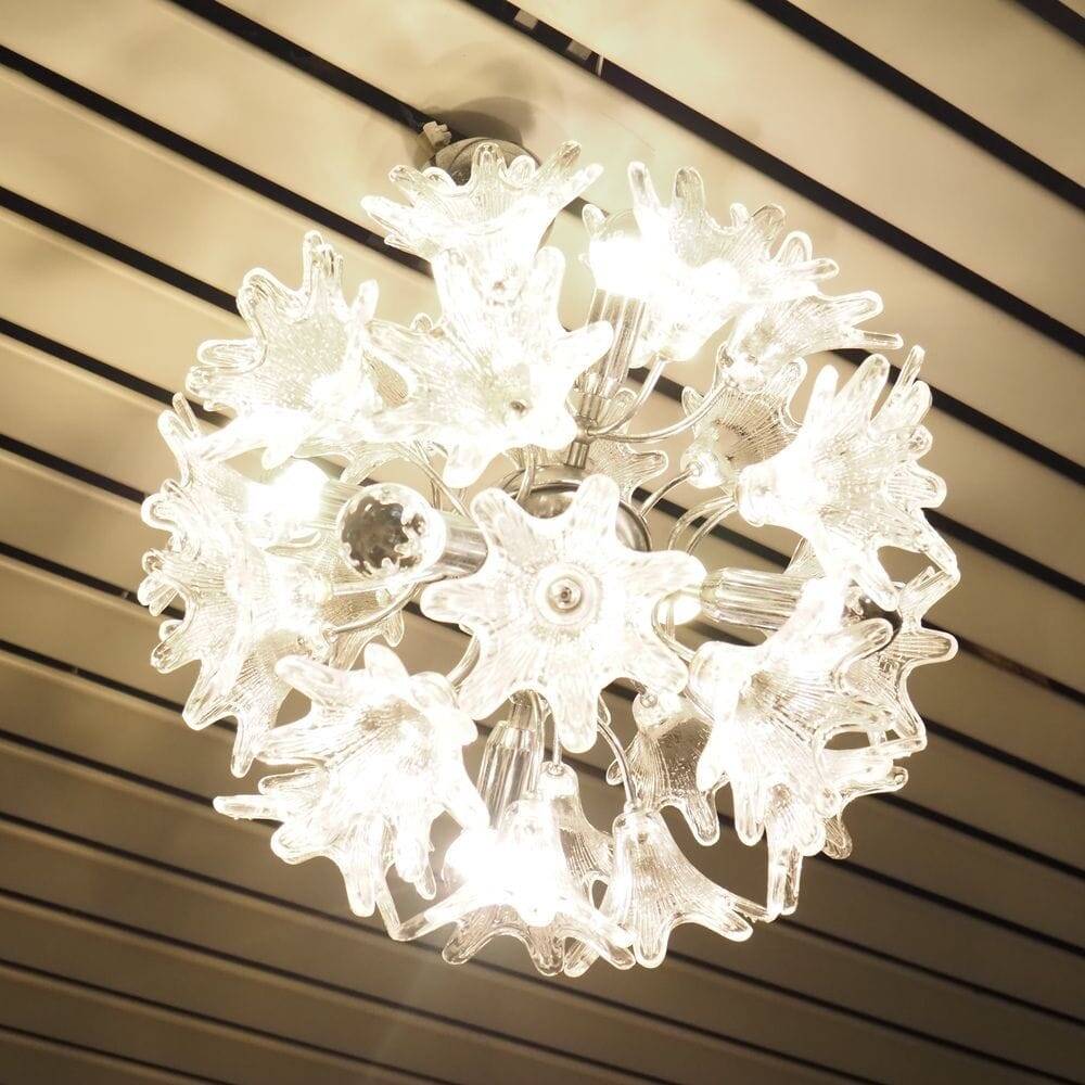 Murano glass chandeliers with flowers by Paolo Venini, Sputnik model