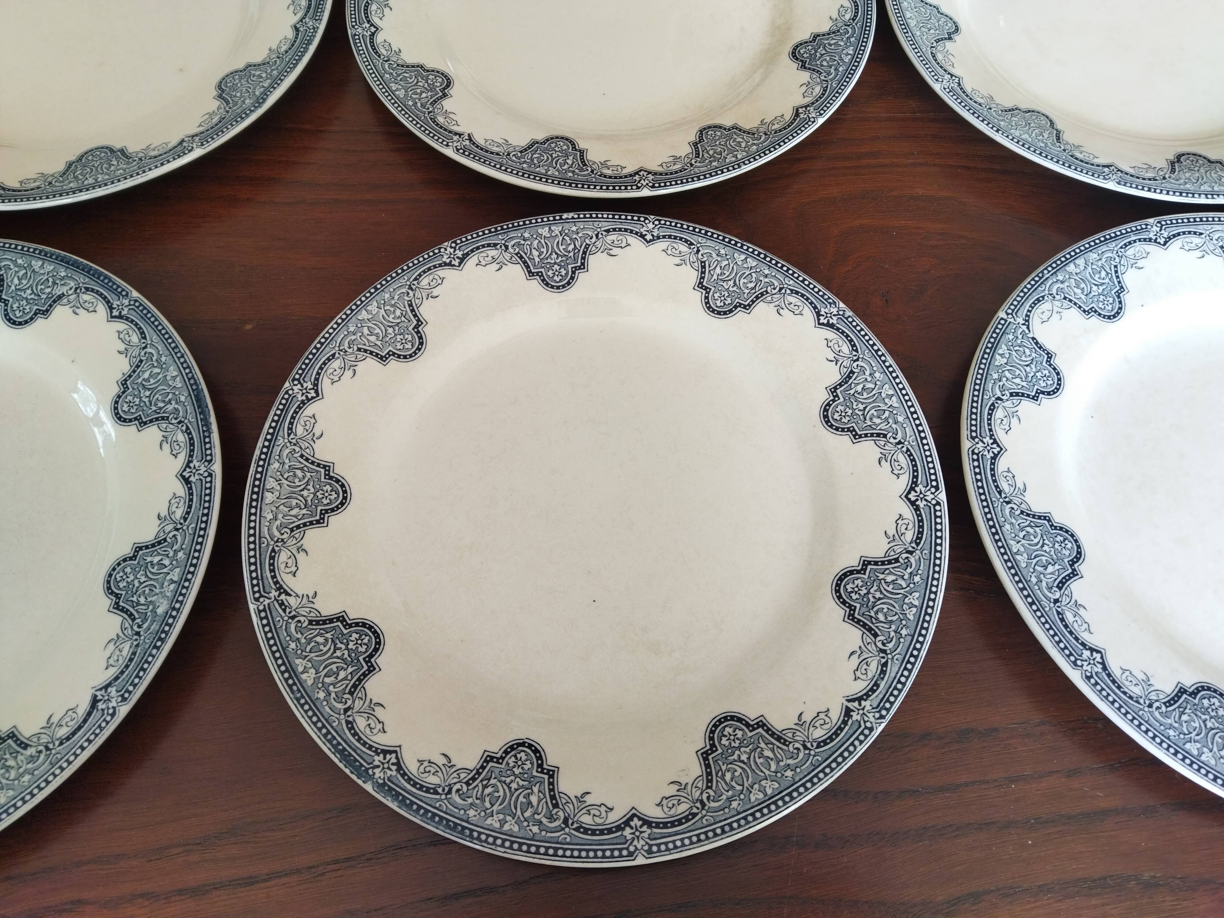 12 flat plates iron earth Salins, model Céline