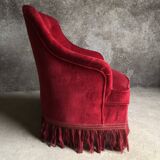 Fauteuil crapaud en velours rouge