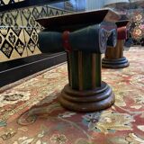 Glass coffee table and Corinthian columns