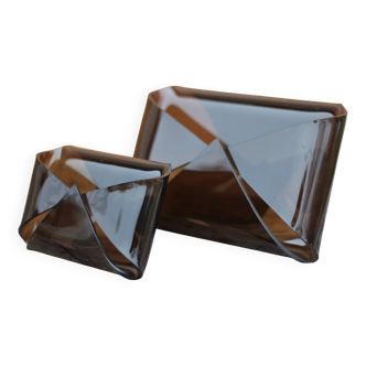 Vintage smoked plexiglass letter holder, mail holder and card holder