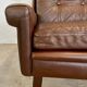 Vintage danish retro mid-century svend skipper cognac leather chair & stool 60s