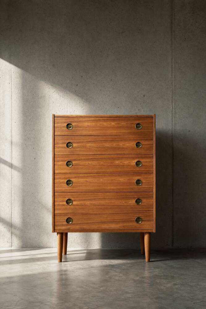 Commode haute en teck vintage danois moderne du milieu du siècle