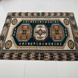 Tapis Oushak moderne en laine douce fait main, tapis vintage turc,