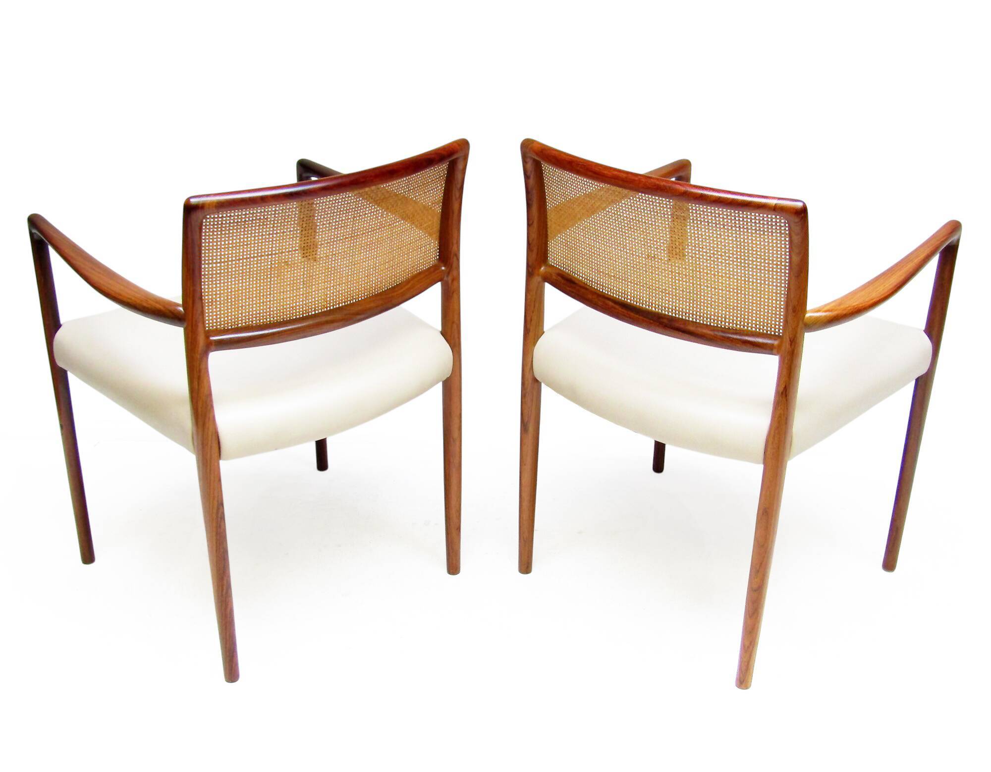 Set of 8 Danish Dining Chairs in Rosewood & Rattan attr. Niels Moller