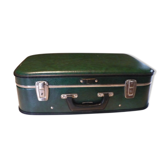 Valise vert bouteille rigide vintage