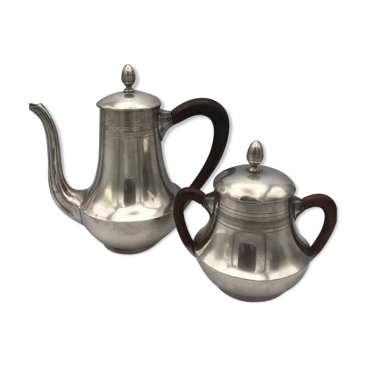 Coffee/tea service in silver metal punch goldsmiths phoenix villeurbanne xixth