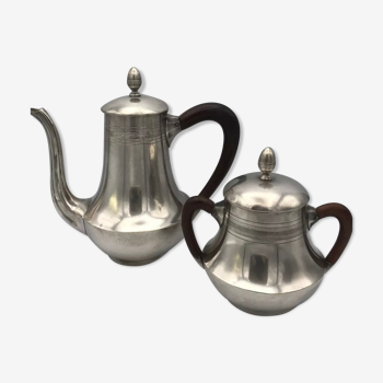 Service à café/thé en métal argenté Poinçon Orfèvrerie Phénix Villeurbanne XIXème