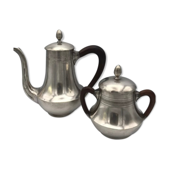 Coffee/tea service in silver metal punch goldsmiths phoenix villeurbanne xixth