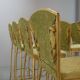 Lot de 2 tabourets de bar glamour Cobra dorés avec revêtement en velours vert années 70