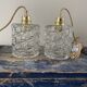 Set of two vintage electric chiseled glass walking lamps