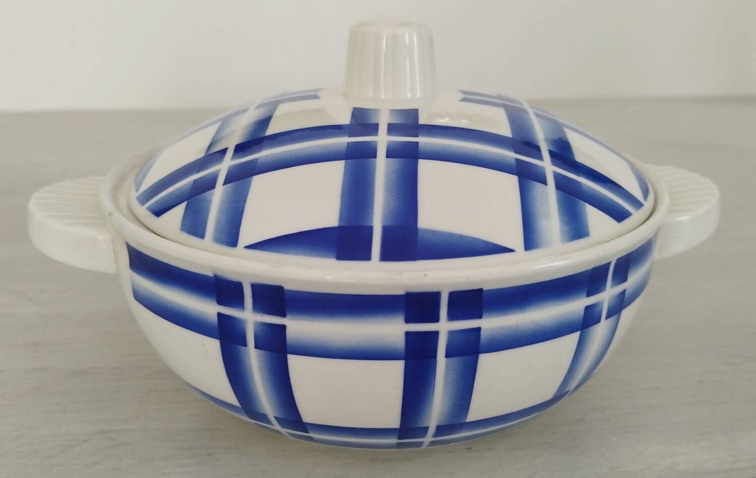 Vegetable Tureen Old Opaque Porcelain Badonviller Vintage Blue Tiles Decor