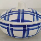 Vegetable Tureen Old Opaque Porcelain Badonviller Vintage Blue Tiles Decor