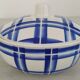 Soupière Légumier Ancien Porcelaine Opaque Badonviller Décor Carreaux Bleus Vintage