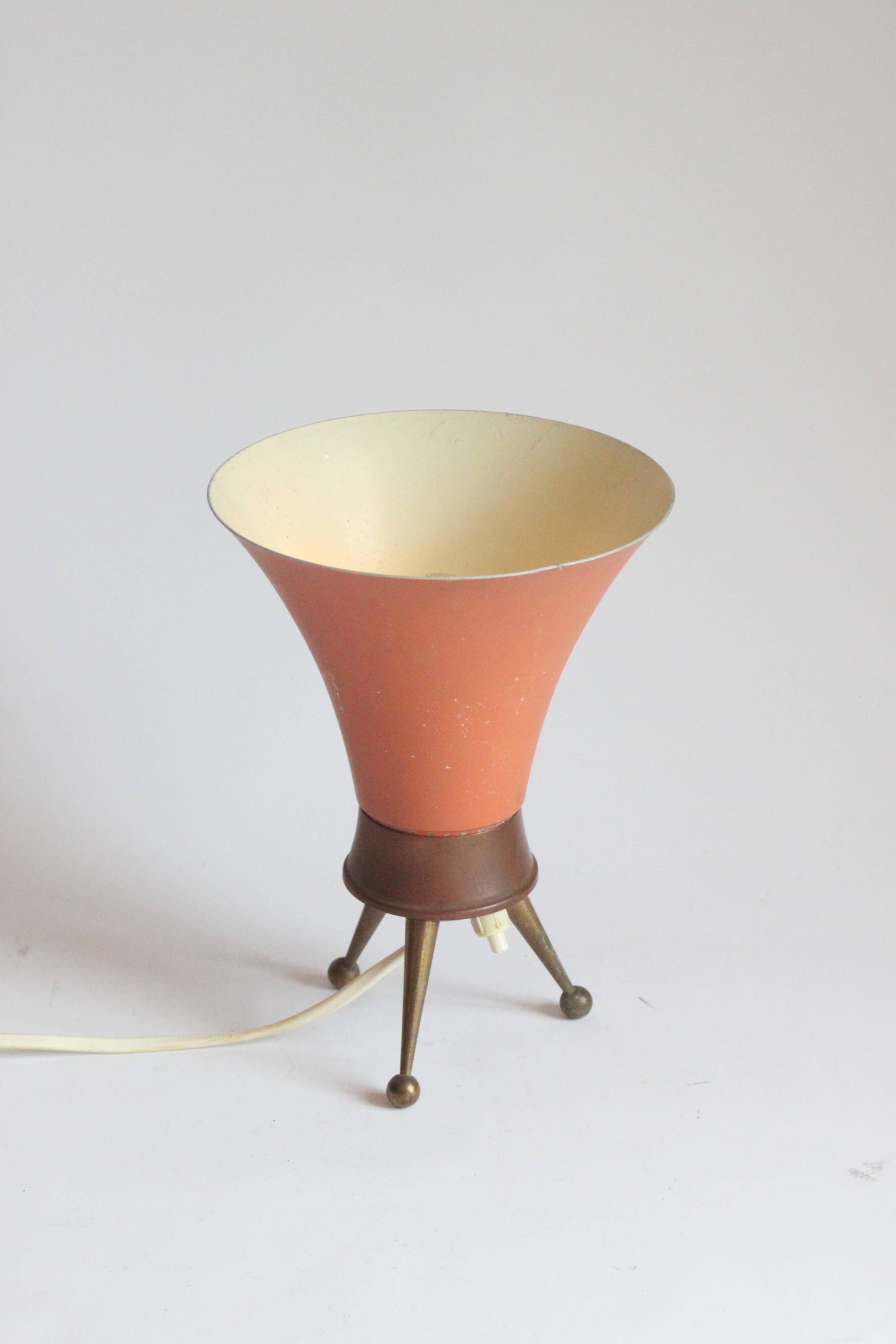 Brass tripod table lamp, 1950s