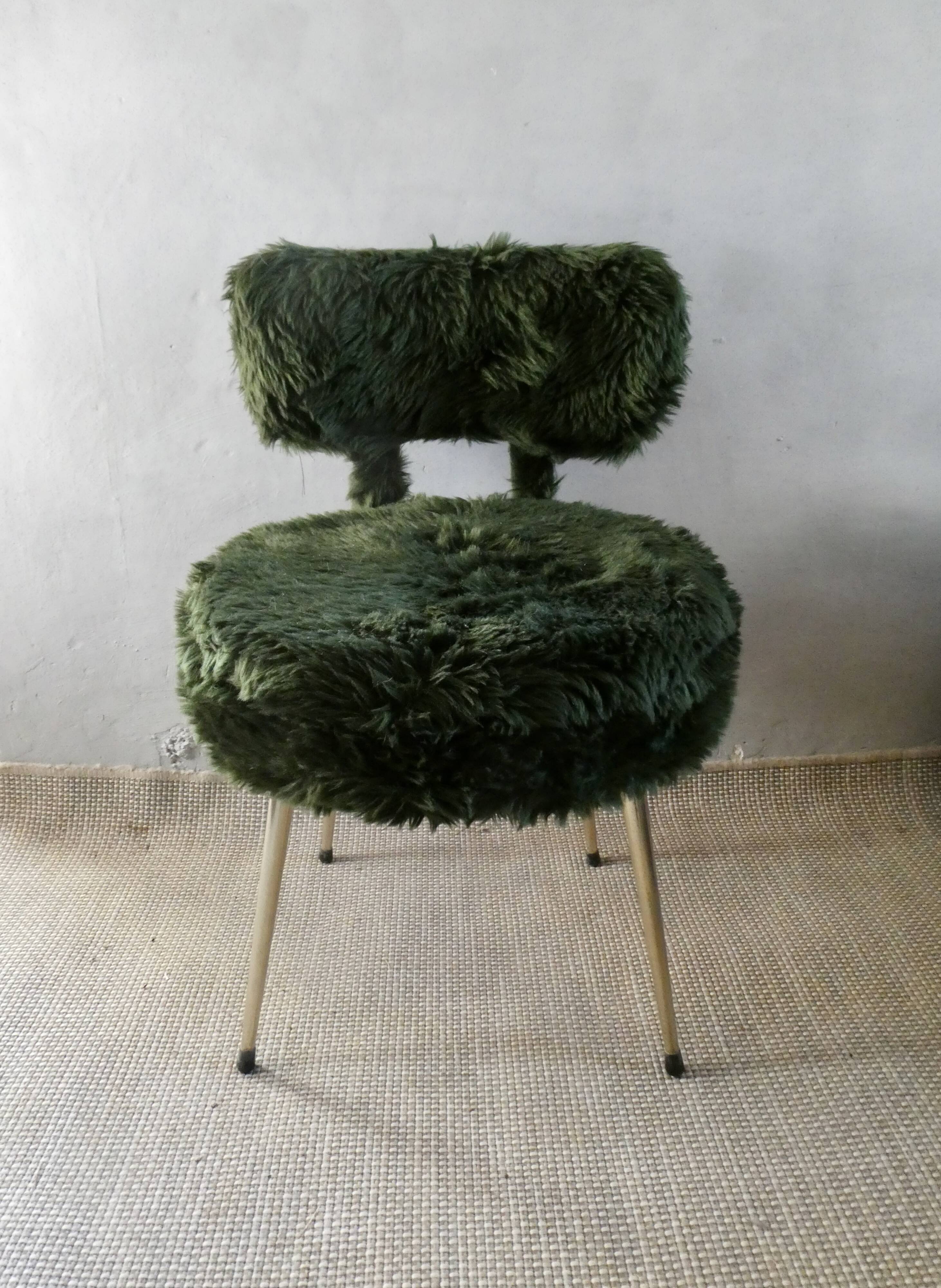 Chair and tripod stool "moumoute" by Pelfran, around 1970.