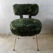 Chaise et tabouret tripode "moumoute" marque Pelfran, vers 1970
