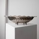 Silver-plated metal vintage bowl with curved rim and relief - Italian 1940s centrepiece