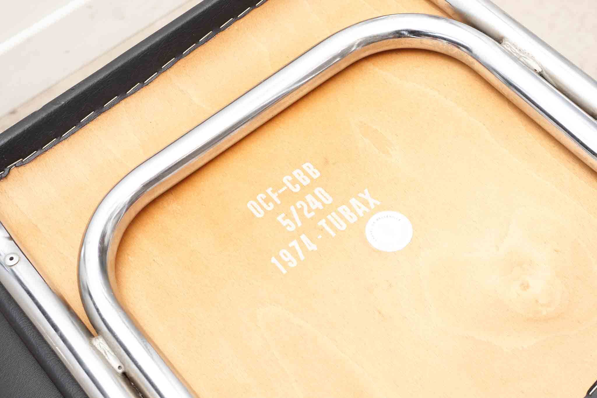 Chaise vintage tubax skaï noir et chrome