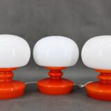 1970s Set of Three Stepan Tabery Opaline Glass Table Lamps, Czechoslovakia