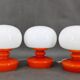 Ensemble de trois lampes de table en verre opalin Stepan Tabery des années 1970, Tchécoslovaquie