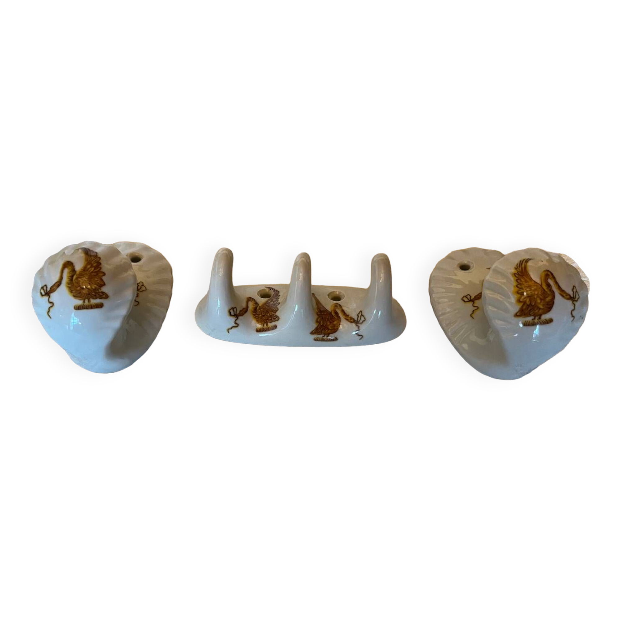 Set of 3 vintage Paris porcelain hooks