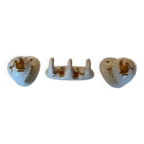 Set of 3 vintage Paris porcelain hooks