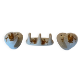 Set of 3 vintage Paris porcelain hooks