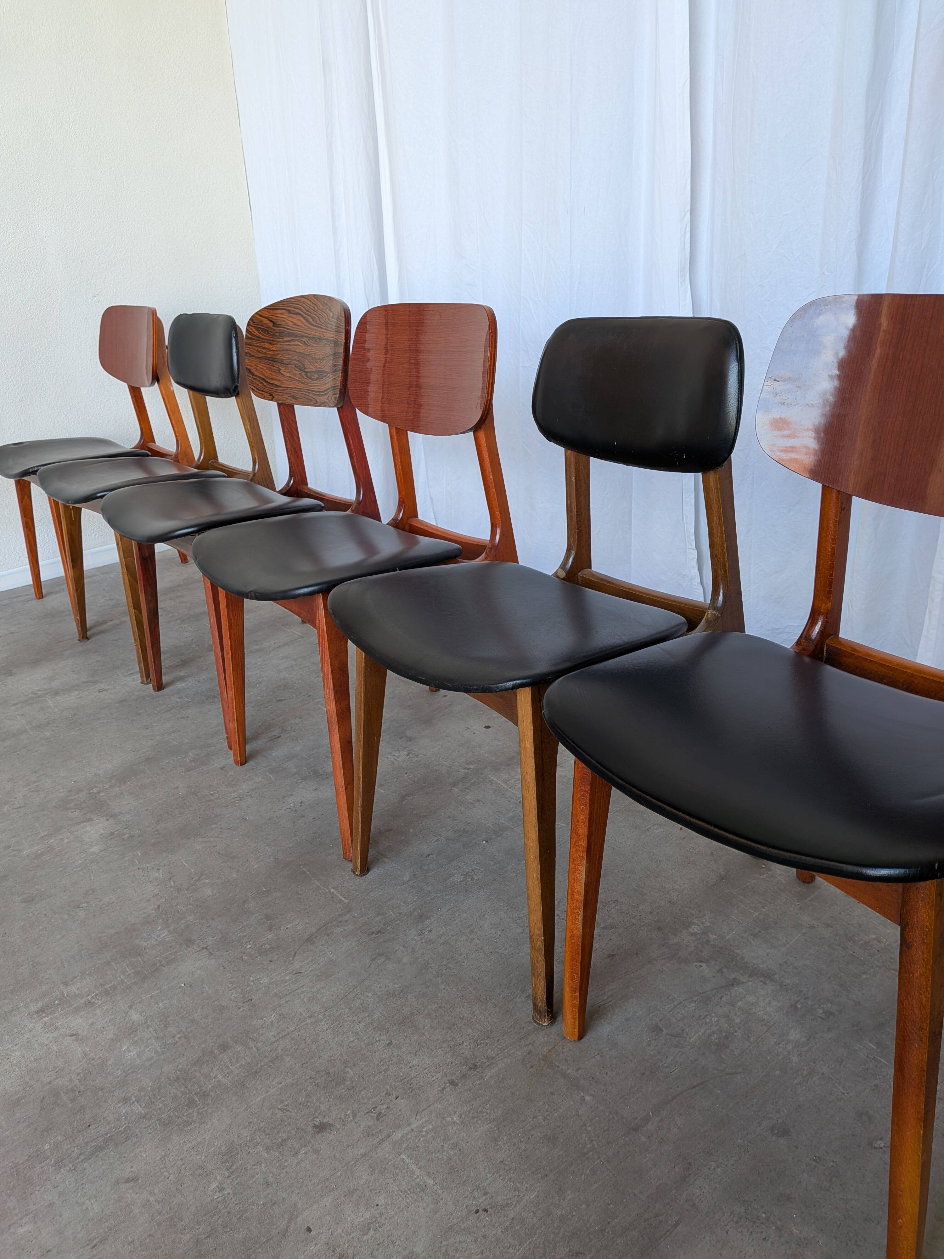 Set of 6 Mix & Match Vintage STOL Kamnik Dining Chairs Yugoslavia 1970s