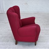 1960s, Danish armchair, furniture wool, beech wood logs.