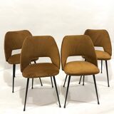 Set of 4 cocktail chairs in ocher velvet
