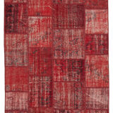 Handwoven Anatolian Contemporary 171 cm x 245 cm Red Patchwork Carpet