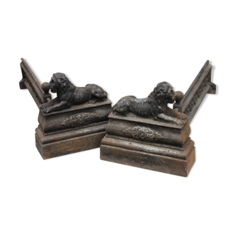 Pair of andirons in cast time Napoleon III