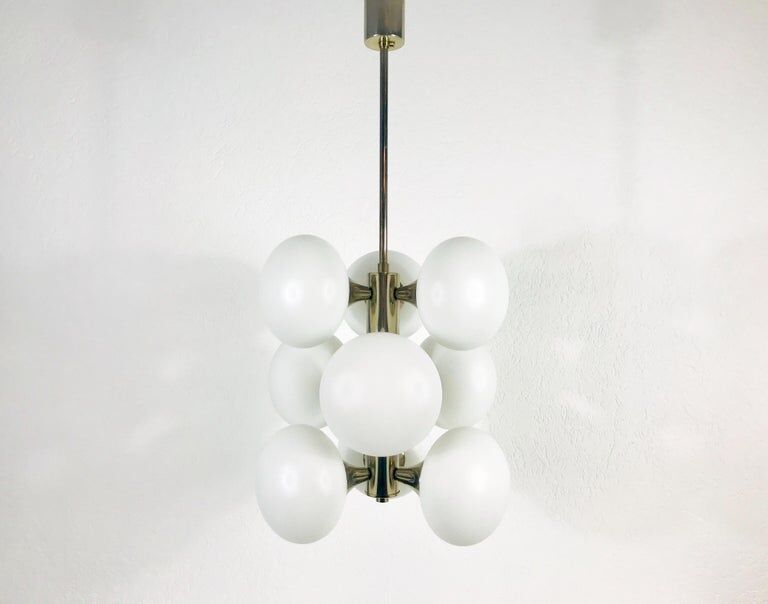 Kaiser chandelier with 9 arms in chrome, 1960s, Germany