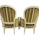 Set of 2 vintage striped baroque armchairs / individual chairs