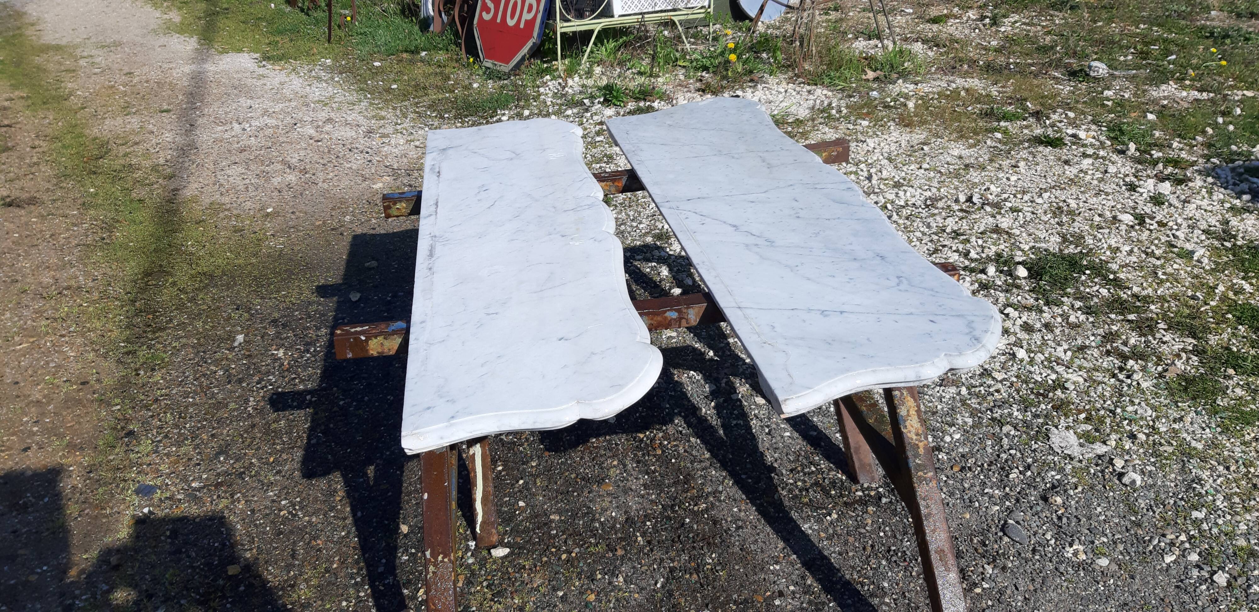 Pair of White Marble Shelves