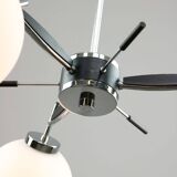 Space Age Italian Chrome and Opaline Chandelier, 1970s