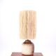 White and brown ceramic lamp, raffia shade