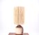 White and brown ceramic lamp, raffia shade