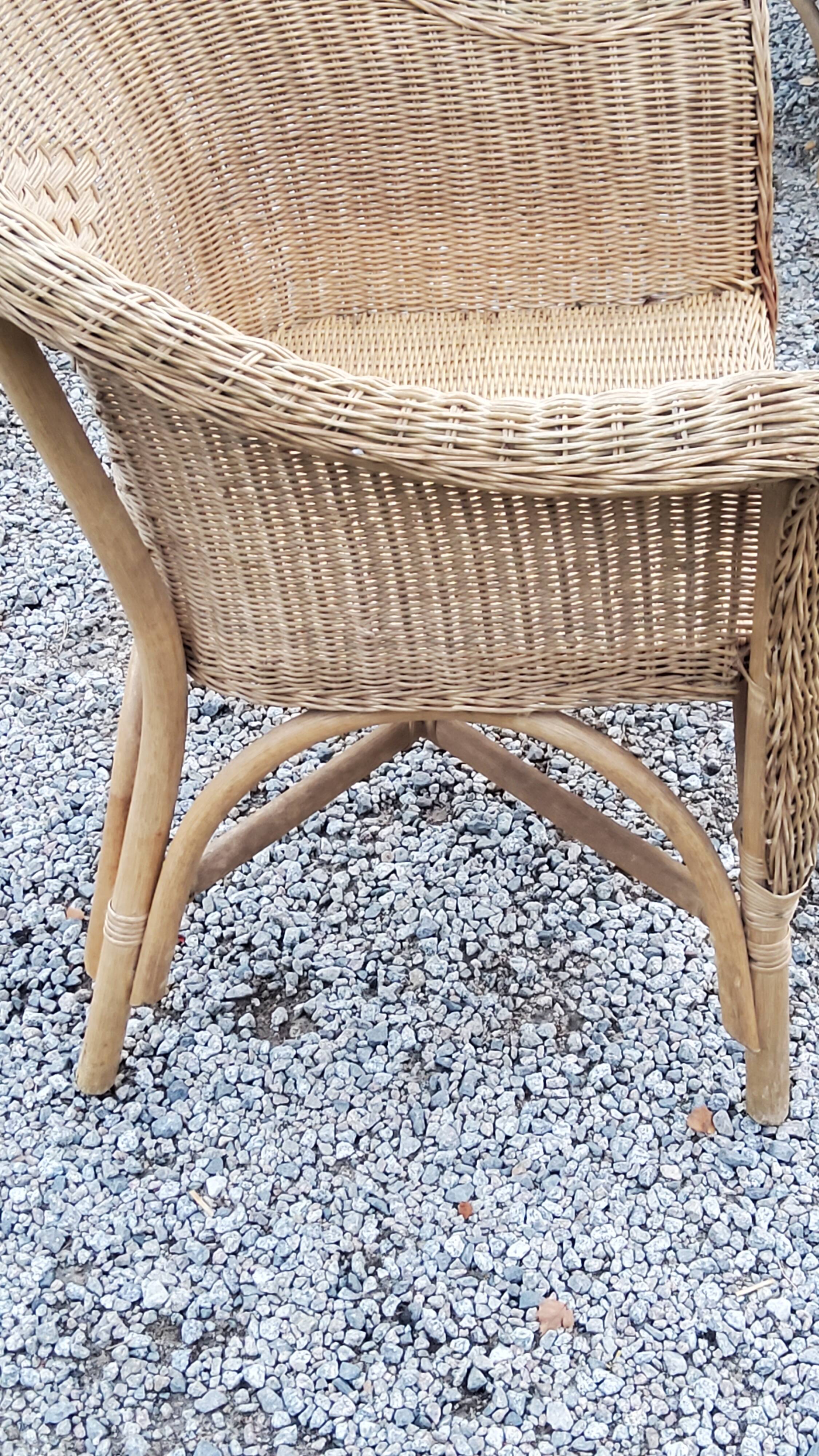 Pair of armchairs and bench in rattan and bamboo from the 60s/70s