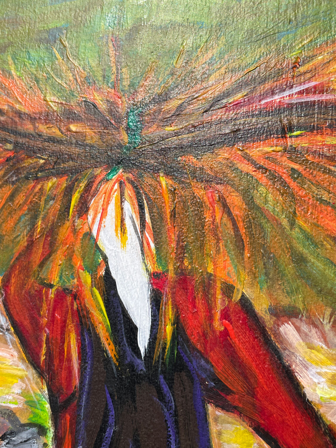 Painting of a woman in a field signed Lung