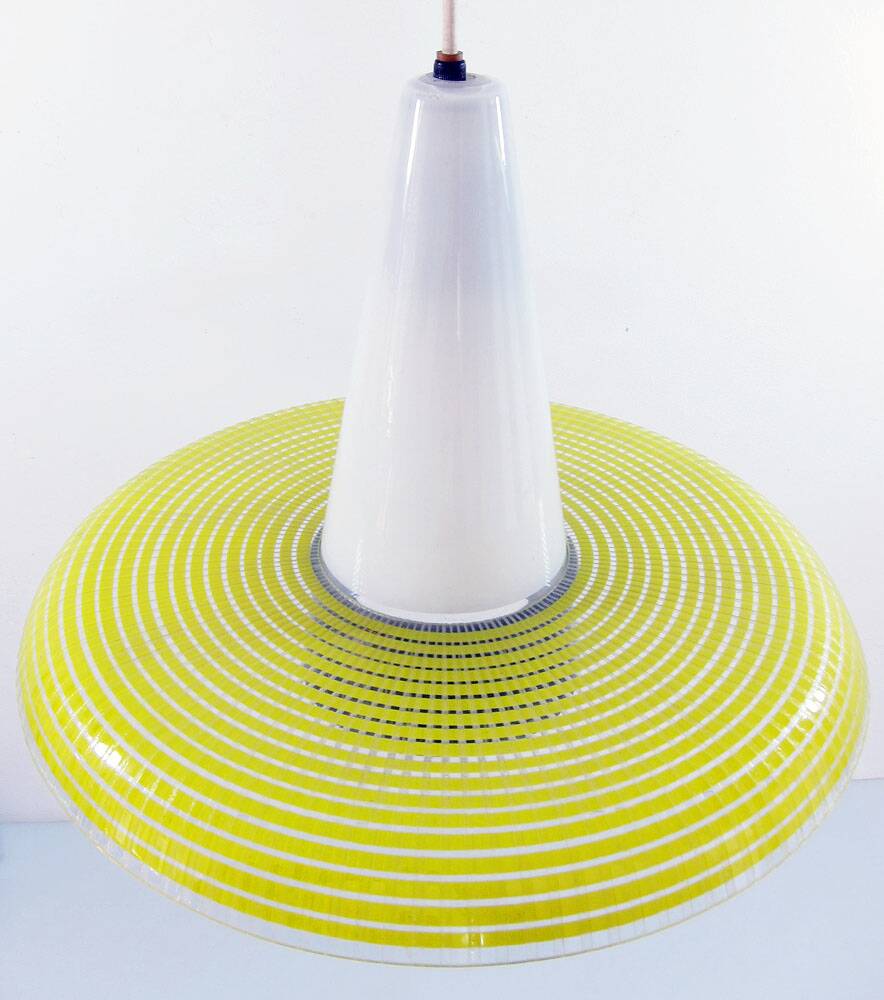 1950s Yellow and Black Glass Vintage Pendant Lamp