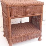 Wicker and rattan bedside table