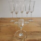 Service of 6 vintage luminarc champagne flutes