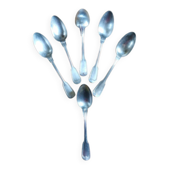 Old white metal spoons