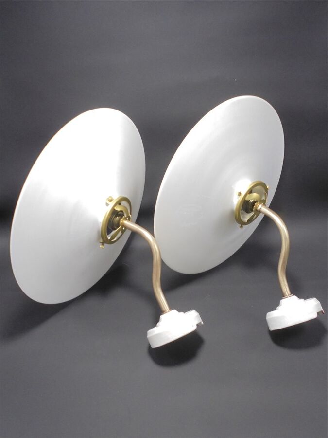 Pair of opaline wall lamps