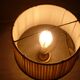 Empire style lamp in golden brass with pleated shade